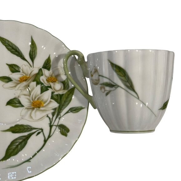 Shelley Fine Bone China Demitasse Syringa Cup Saucer Set Floral Vintage England - Picture 10 of 10